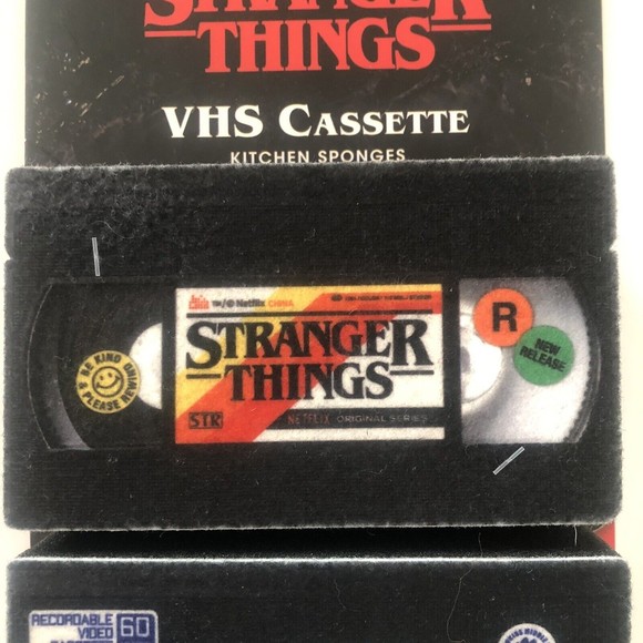 Stranger Things Netflix Retro VHS Video Cassette Kitchen Sponge Set Gag Gift NEW - Picture 6 of 7